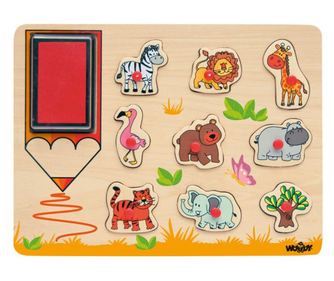 Дървени печати Woodyland с диви животни 9 бр