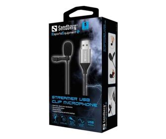 Mikrofon lavalier s sponko Sandberg 126-19 USB 2m črn