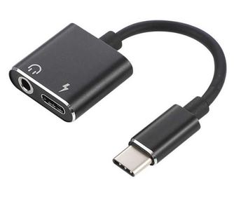 Καλώδιο προσαρμογέα USB Type C αρσενικό - Jack 3.5 mm θηλυκό STEREO και USB Type C θηλυκό 7cm Well