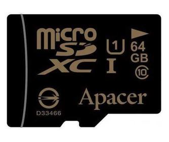 Κάρτα microSDXC UHS-I 64GB Κατηγορία 10 με αντάπτορα SD Apacer