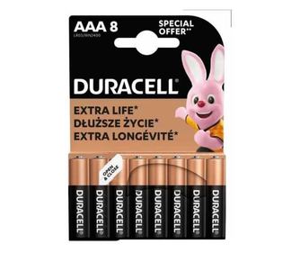 Set 8 alkalnih baterij Duracell Basic R3 AAA 8 kosov/blister