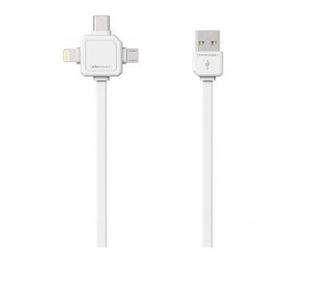 Καλώδιο USB Type C micro USB Lightning 1.5m λευκό Allocacoc