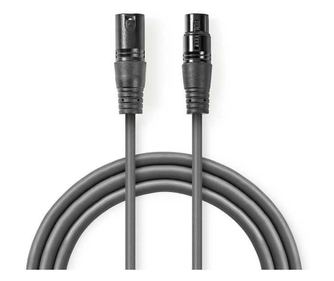 Stereo XLR kabel Nedis XLR 3-pinski moški - XLR 3-pinski ženski 1,5m siva