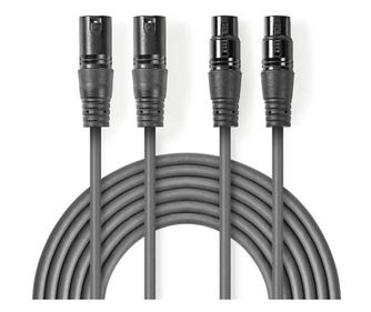 Καλώδιο XLR στερεοφωνικό Premium Nedis 3m 2x XLR 3-pin αρσενικό - 2x XLR 3-pin θηλυκό γκρι COTH15030GY30