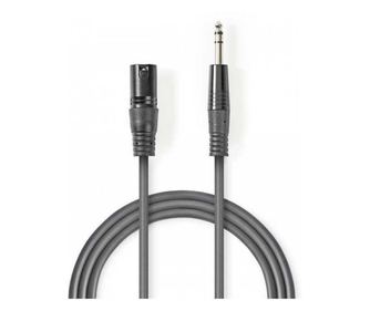 Καλώδιο XLR στερεοφωνικό Nedis XLR 3 ακίδων αρσενικό - Jack 6.3 mm αρσενικό 1.5m γκρι