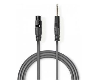 Καλώδιο μονό XLR 3 ακίδων θηλυκό - Jack 6.5 mm αρσενικό 5m γκρι Nedis