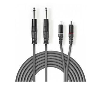 Καλώδιο ήχου στερεοφωνικό Nedis Jack 2x 6.35 mm αρσενικό - 2x RCA αρσενικό 3m γκρι