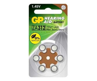 Baterija za slušni aparat ZINC AIR GP ZA312 PR41 AC312 DA312 7.9x3.6mm 1.45V 6kos