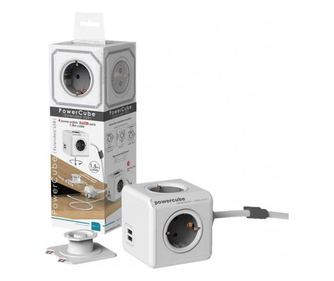 Πολύπριζο 4 θέσεων CUB +2x USB μήκος καλωδίου 1.5m γκρι Allocacoc