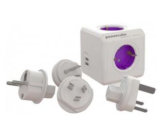 Κύβος με 4 πρίζες +2x USB +4 προσαρμογείς ReWirable Allocacoc