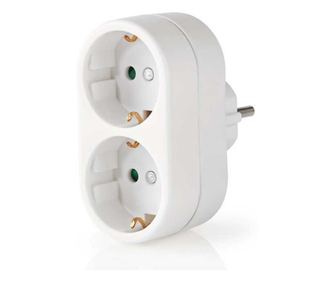 Dvojni vtič 2x Schuko 16A 3500W zaščita stikov bel Nedis