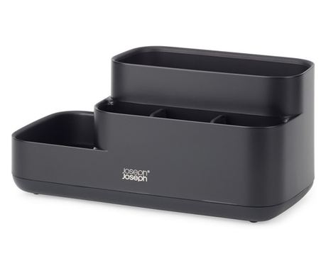 Joseph Joseph EasyStore 70600 Fürdőszobai tároló, 5 rekesszel, 24,9x12 cm, Csúszásmentes talp, Fekete