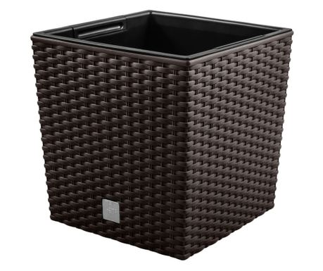 Cvetlični lonec, Prosperplast, Rato Low, kvadraten, imitacija ratana, rjav, 22,3x22,3x22,8 cm