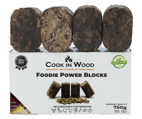 Set 4 Foodie Power Blocks Mix, lesni oblanci sadnega drevja, stisnjeni za dimljenje, z različnimi posebnimi okusi, 4x200g
