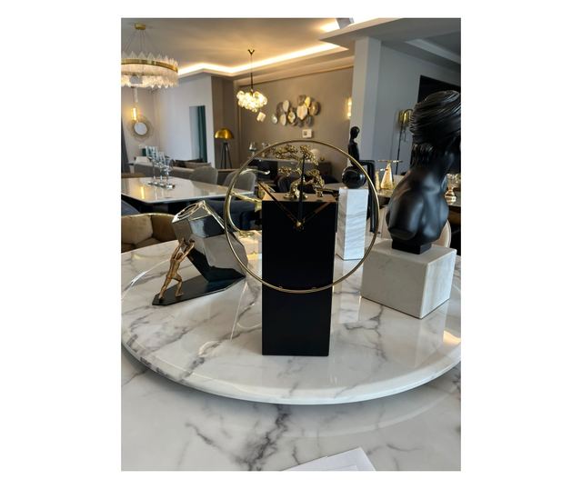 Decoratiune tip ceas Heritage, metalica, negru si auriu, 25x9x37cm