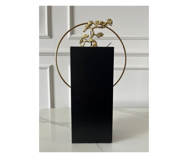 Decoratiune tip ceas Heritage, metalica, negru si auriu, 25x9x37cm