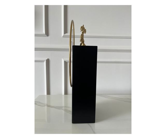 Decoratiune tip ceas Heritage, metalica, negru si auriu, 25x9x37cm