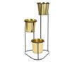 Suport pentru flori din metal auriu, 3 ghivece, 24x22x47 cm