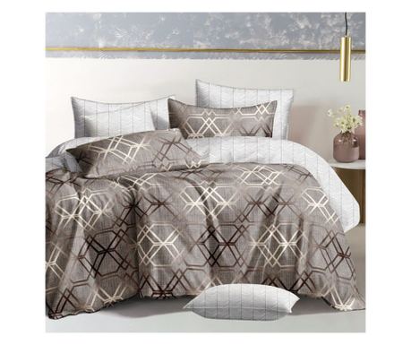 Lenjerie de pat matrimonial SUPER cu husa de perna dreptunghiulara, Cadogan, bumbac mercerizat, multicolor