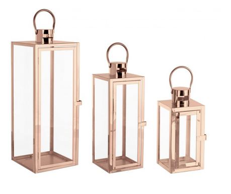 Komplet 3 svetilk v obliki vrtnice iz nerjavečega jekla Isolde 10x10x22,5 cm, 14x14x39,5h cm, 18x18x50,5 cm