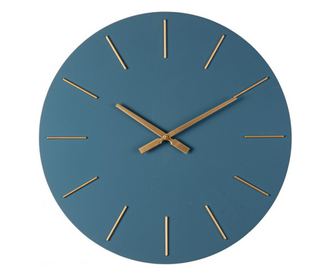 Modré zlaté nástěnné hodiny Timeline 60x5 cm