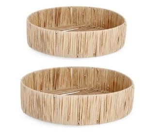 Set 2 dekorativna pladnja velike prirodne trave Bagan 30x8 cm, 37x9.5 cm