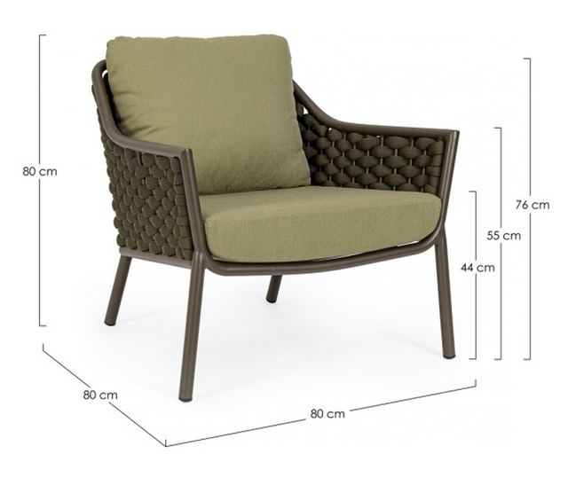 2 db Everly 80x80x80 cm-es szürke-zöld fotel