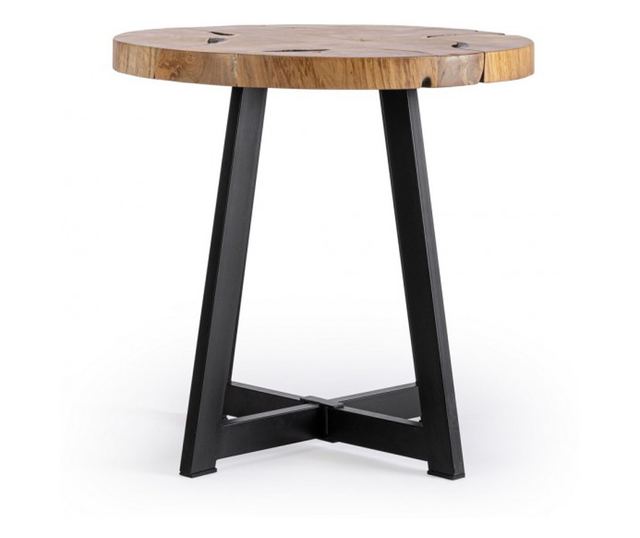 Stolik kawowy Elwood z naturalnego drewna i czarnej stali 50x50 cm