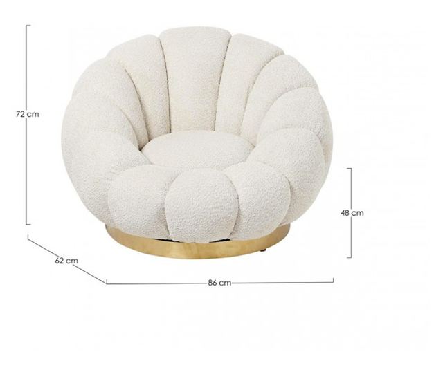 Fotoliu textil crem metal auriu Florel 86x62x72 cm