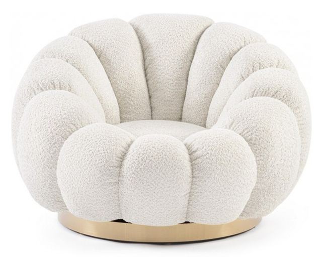 Fotoliu textil crem metal auriu Florel 86x62x72 cm