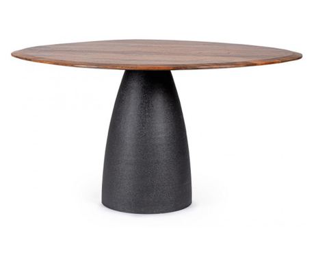 Masă lemn mango maro oțel negru Stanley 140x120x76 cm