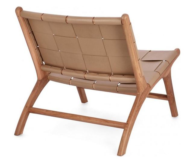Taupe bőrbarna fa Joanna fotel 65x79x69 cm