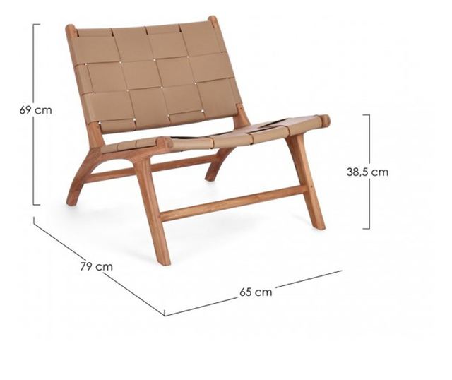 Taupe bőrbarna fa Joanna fotel 65x79x69 cm
