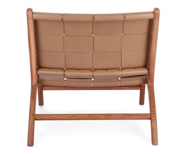 Taupe bőrbarna fa Joanna fotel 65x79x69 cm