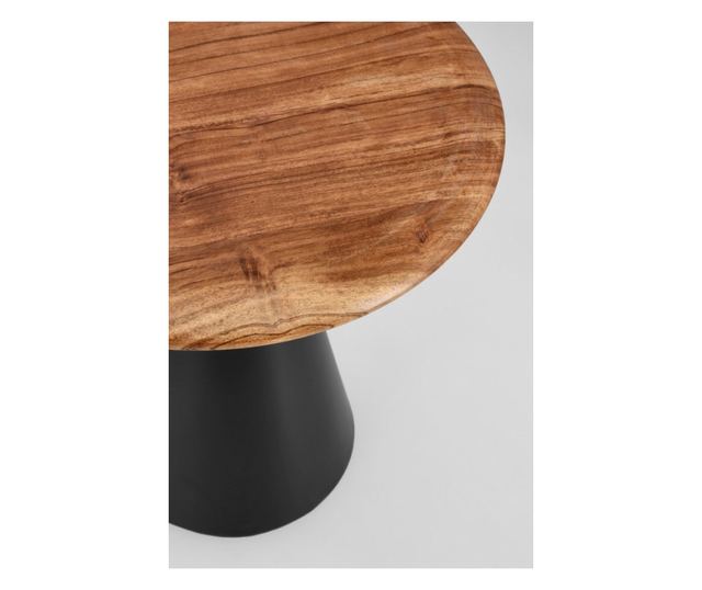 Stolik boczny Azara z czarnej stali i brązowego drewna, 45x46 cm