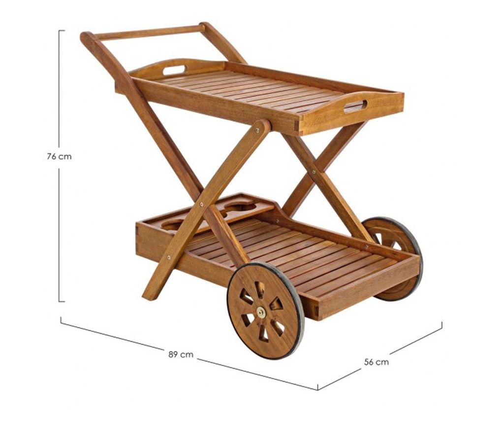 Carucior servire lemn maro Noemi 89x56x76 cm - 2