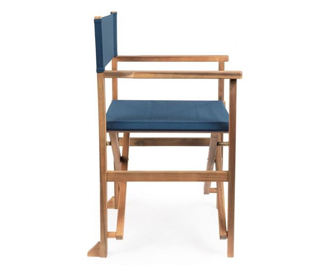 Noemi 6 db-os kerti szék készlet, barna fa, kék textil, 52x59x83 cm