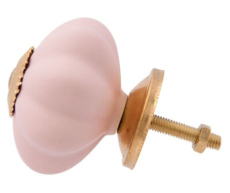 Set 2 roza keramičnih ročajev za pohištvo z zlatimi detajli, Ø 4x3 cm