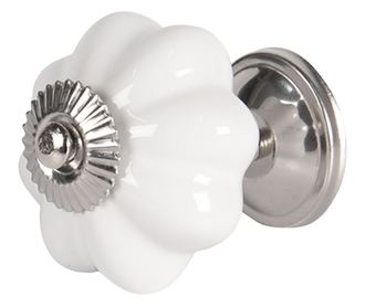 Set od 4 keramičke ručke za namještaj, bijele boje, 4 cm