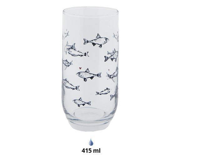 Sada 12 sklenených pohárov Fish 7x14 cm, 380 ml