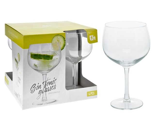 Set 4 pahare cu picior pentru gin 650 ml