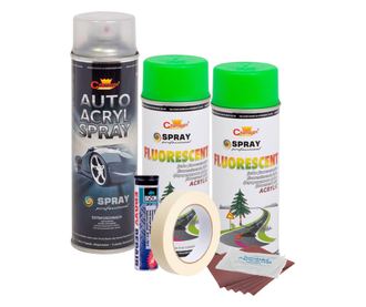 Kit complet reparatie si vopsire jante culoare Verde Fluorescent, V2