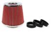 Filtru de aer conic rosu + chrome cu 3 adaptoare