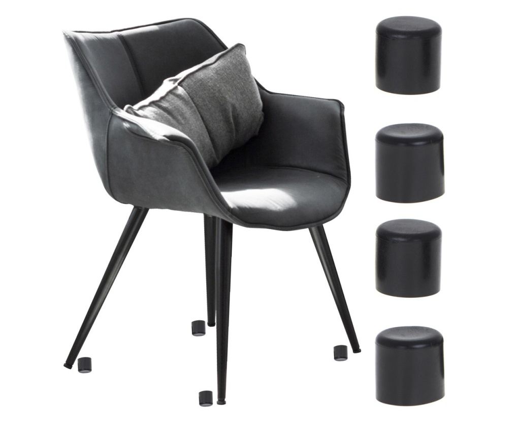 Set 4 buc. protecții anti-zgarieturi picioare scaun, diametru 22mm, culoare neagră — imaginea 4