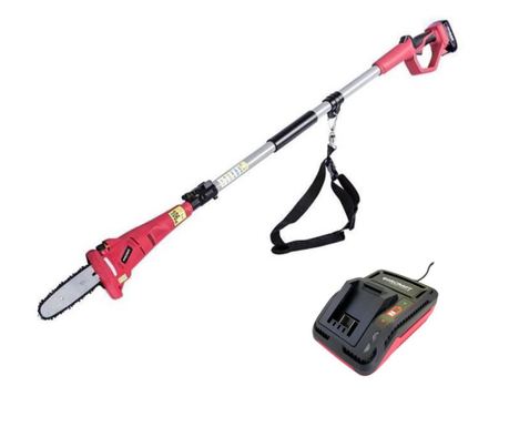 Drujba electrica pentru crengi cu maner telescopic, 20 V Li-Ion, cu acumulator 4 Ah, incarcator, Worcraft