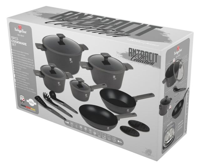 Set oale si tigai 15 piese Anthracite Berlinger Haus BH 8141