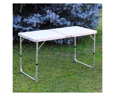 Asztal Alumínium összecsukható asztal MDF asztallappal, piknikhez, 120 x 60 cm