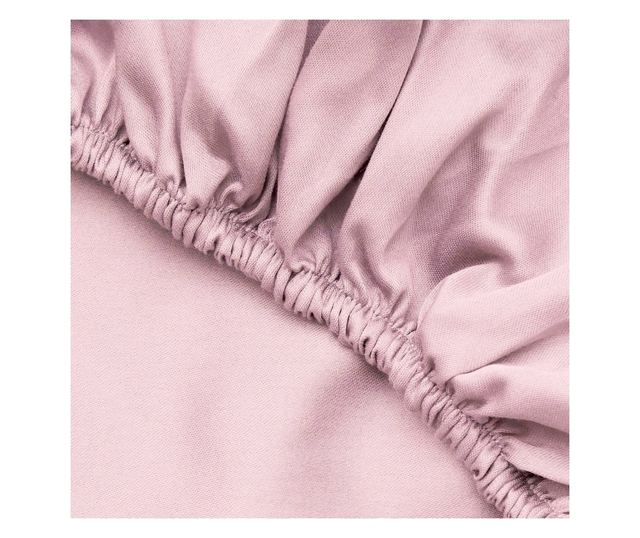 JENESIS Светлорозов сатенен чаршаф с ластик