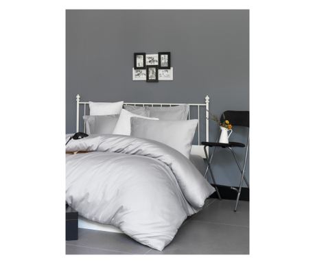 Lenjerie de pat satin King (FR) Gri deschis 