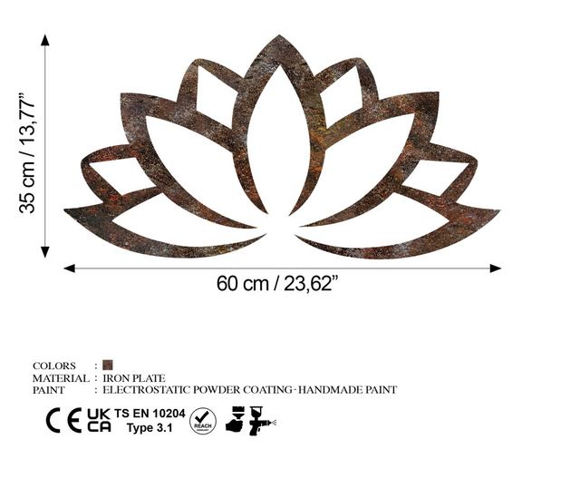 Fém Rusty Lotus fali dekoráció